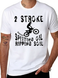 2 Stroke Spitting Oil Ripping Soil Motocross Biker Relaxed Everyday Tee – Lightweight And Durable Cotton