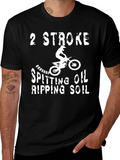 2 Stroke Spitting Oil Ripping Soil Motocross Biker Relaxed Everyday Tee – Lightweight And Durable Cotton
