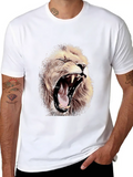 Angry Roaring Lion | Lions Head Casual Graphic T-Shirt – Simple And Comfortable Daily Wear
