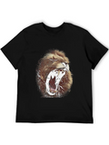 Angry Roaring Lion | Lions Head Casual Graphic T-Shirt – Simple And Comfortable Daily Wear