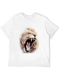 Angry Roaring Lion | Lions Head Casual Graphic T-Shirt – Simple And Comfortable Daily Wear