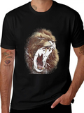 Angry Roaring Lion | Lions Head Casual Graphic T-Shirt – Simple And Comfortable Daily Wear