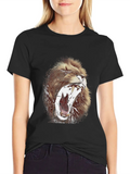 Angry Roaring Lion | Lions Head Casual Graphic T-Shirt – Simple And Comfortable Daily Wear