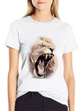 Angry Roaring Lion | Lions Head Casual Graphic T-Shirt – Simple And Comfortable Daily Wear
