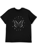 Celestial Butterfly Line Art Insect Fan Mystical Casual Graphic T-Shirt – Simple And Comfortable Daily Wear