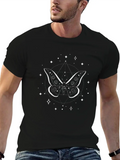 Celestial Butterfly Line Art Insect Fan Mystical Casual Graphic T-Shirt – Simple And Comfortable Daily Wear