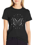 Celestial Butterfly Line Art Insect Fan Mystical Casual Graphic T-Shirt – Simple And Comfortable Daily Wear