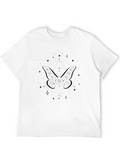Celestial Butterfly Line Art Insect Fan Mystical Casual Graphic T-Shirt – Simple And Comfortable Daily Wear