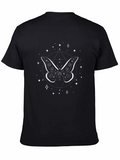 Celestial Butterfly Line Art Insect Fan Mystical Casual Graphic T-Shirt – Simple And Comfortable Daily Wear