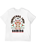 Christmas, Love And Gaming - Festive Gamer Vibes Lightweight Cotton T-Shirt – Daily Comfort Graphic Shirt