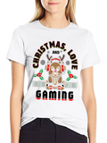 Christmas, Love And Gaming - Festive Gamer Vibes Lightweight Cotton T-Shirt – Daily Comfort Graphic Shirt