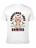 Christmas, Love And Gaming - Festive Gamer Vibes Lightweight Cotton T-Shirt – Daily Comfort Graphic Shirt