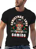 Christmas, Love And Gaming - Festive Gamer Vibes Lightweight Cotton T-Shirt – Daily Comfort Graphic Shirt