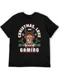 Christmas, Love And Gaming - Festive Gamer Vibes Lightweight Cotton T-Shirt – Daily Comfort Graphic Shirt