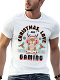 Christmas, Love And Gaming - Festive Gamer Vibes Lightweight Cotton T-Shirt – Daily Comfort Graphic Shirt