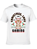 Christmas, Love And Gaming - Festive Gamer Vibes Lightweight Cotton T-Shirt – Daily Comfort Graphic Shirt