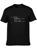 Funny Joke Programming If Coding Headphones Focus Casual Graphic T-Shirt – Simple And Comfortable Daily Wear
