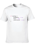 Funny Joke Programming If Coding Headphones Focus Casual Graphic T-Shirt – Simple And Comfortable Daily Wear