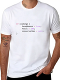 Funny Joke Programming If Coding Headphones Focus Casual Graphic T-Shirt – Simple And Comfortable Daily Wear