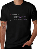 Funny Joke Programming If Coding Headphones Focus Casual Graphic T-Shirt – Simple And Comfortable Daily Wear
