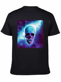 Galactic Daisy Skull Casual Graphic T-Shirt – Simple And Comfortable Daily Wear