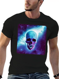Galactic Daisy Skull Casual Graphic T-Shirt – Simple And Comfortable Daily Wear