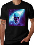 Galactic Daisy Skull Casual Graphic T-Shirt – Simple And Comfortable Daily Wear