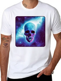Galactic Daisy Skull Casual Graphic T-Shirt – Simple And Comfortable Daily Wear