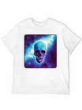 Galactic Daisy Skull Casual Graphic T-Shirt – Simple And Comfortable Daily Wear