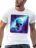 Galactic Daisy Skull Casual Graphic T-Shirt – Simple And Comfortable Daily Wear