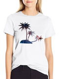 Galaxy Palm Trees Lightweight Cotton T-Shirt – Daily Comfort Graphic Shirt