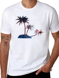 Galaxy Palm Trees Lightweight Cotton T-Shirt – Daily Comfort Graphic Shirt