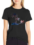 Galaxy Palm Trees Lightweight Cotton T-Shirt – Daily Comfort Graphic Shirt