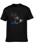 Galaxy Palm Trees Lightweight Cotton T-Shirt – Daily Comfort Graphic Shirt