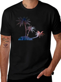Galaxy Palm Trees Lightweight Cotton T-Shirt – Daily Comfort Graphic Shirt
