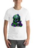 Gothic Elegance Meets Urban Flair: Green And Viole Lightweight Cotton T-Shirt – Daily Comfort Graphic Shirt
