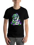 Gothic Elegance Meets Urban Flair: Green And Viole Lightweight Cotton T-Shirt – Daily Comfort Graphic Shirt