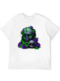 Gothic Elegance Meets Urban Flair: Green And Viole Lightweight Cotton T-Shirt – Daily Comfort Graphic Shirt