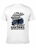 Guitar Jesus Man Casual Graphic T-Shirt – Simple And Comfortable Daily Wear