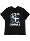 Guitar Jesus Man Casual Graphic T-Shirt – Simple And Comfortable Daily Wear