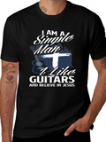 Guitar Jesus Man Casual Graphic T-Shirt – Simple And Comfortable Daily Wear