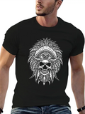 Indigenous Native American Skull Skull Head Lightweight Cotton T-Shirt – Daily Comfort Graphic Shirt