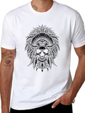Indigenous Native American Skull Skull Head Lightweight Cotton T-Shirt – Daily Comfort Graphic Shirt