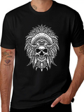 Indigenous Native American Skull Skull Head Lightweight Cotton T-Shirt – Daily Comfort Graphic Shirt