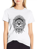 Indigenous Native American Skull Skull Head Lightweight Cotton T-Shirt – Daily Comfort Graphic Shirt