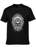 Indigenous Native American Skull Skull Head Lightweight Cotton T-Shirt – Daily Comfort Graphic Shirt