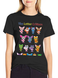 Letter Critters Characters 2024 Lightweight Cotton T-Shirt – Daily Comfort Graphic Shirt