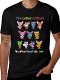 Letter Critters Characters 2024 Lightweight Cotton T-Shirt – Daily Comfort Graphic Shirt