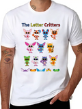 Letter Critters Characters 2024 Lightweight Cotton T-Shirt – Daily Comfort Graphic Shirt