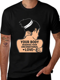 Mental Health Deserves Your Unconditional Love Casual Graphic T-Shirt – Simple And Comfortable Daily Wear
